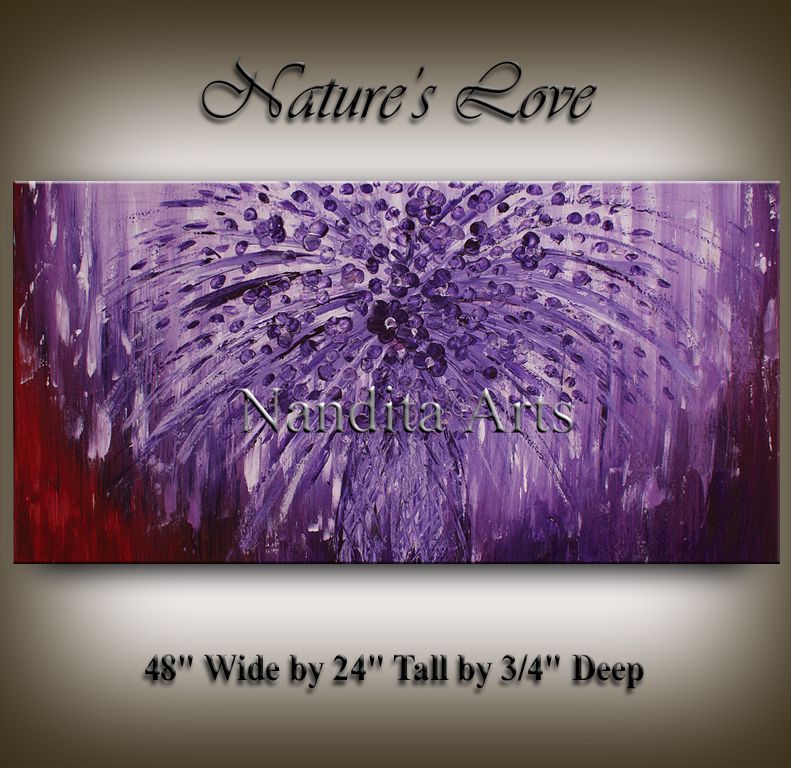 Texture Art abstract oil painting purple contemporary wall art flower 