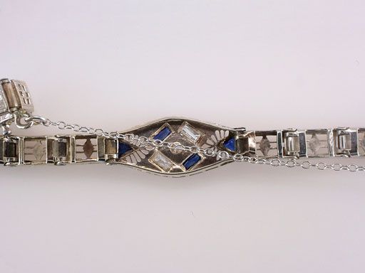 Antique Deco Genuine Diamond Sapphire .50ct 14K White Gold Tennis 