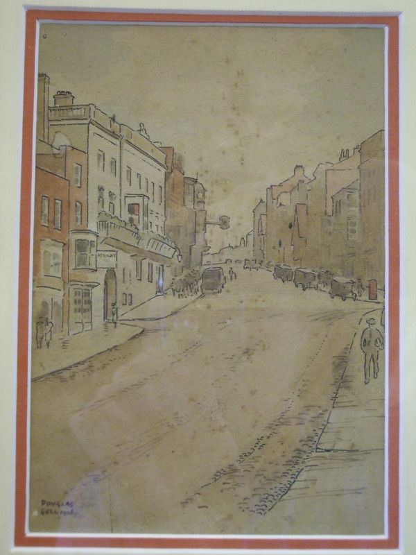 Watercolor and Ink Painting of a Street in 1926  