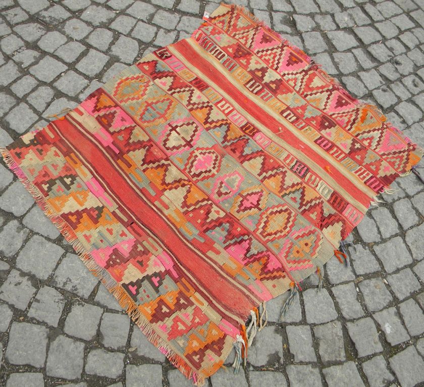   Fragment 36 x 41 Hand Woven Wool Afyon Mini Kilim BRILL ®  