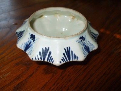 Antique Delft Faience Flau Bleu Crab Pot Open Salt VVG  