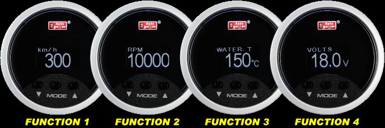 52mm Digital OBD2 SPEEDOMETER+RPM+WATER TEMP+VOLT METER Gauge WHITE 