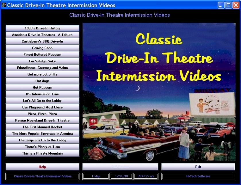 Classic Drive In Theatre Intermission Videos DVD ROM  