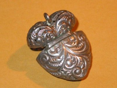 Superb Antique Art Nouveau Sterling Heart Vinaigrette  