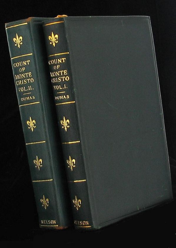 COUNT OF MONTE CRISTO DUMAS CLASSIC NOVEL TWO VOL SET FINE LEATHER 