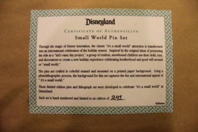 Disney DLR ITS A SMALL WORLD Holidays Framed 6 Pin LE Set VHTF  