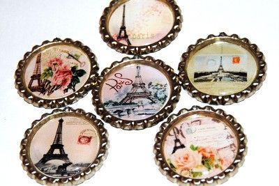 ALTERED ART VINTAGE PARIS STEAMPUNK BOTTLE CAP CHARMS  