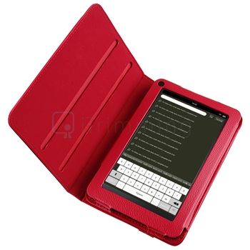 For  Kindle Fire Red 360 Rotating Leather Case+Screen Protector 