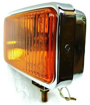   CHROME VINTAGE STYLE FOG LIGHTS WITH REAL AMBER GLASS LENS**B8  