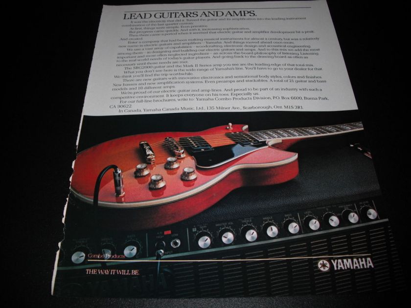 Yamaha Guitars and Amplifiers SBG2000 1985 Magazine Print Ad  