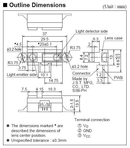 Sharp GP2D12 IR Range Sensor With Cable And Bracket   B2CQSHOP