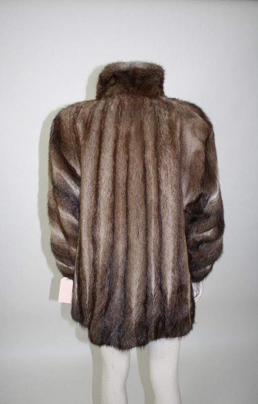 REAL FUR JACKET COAT MINK COLOURED MUSQUASH UK 14 US 12 EU 42 FURCOAT 