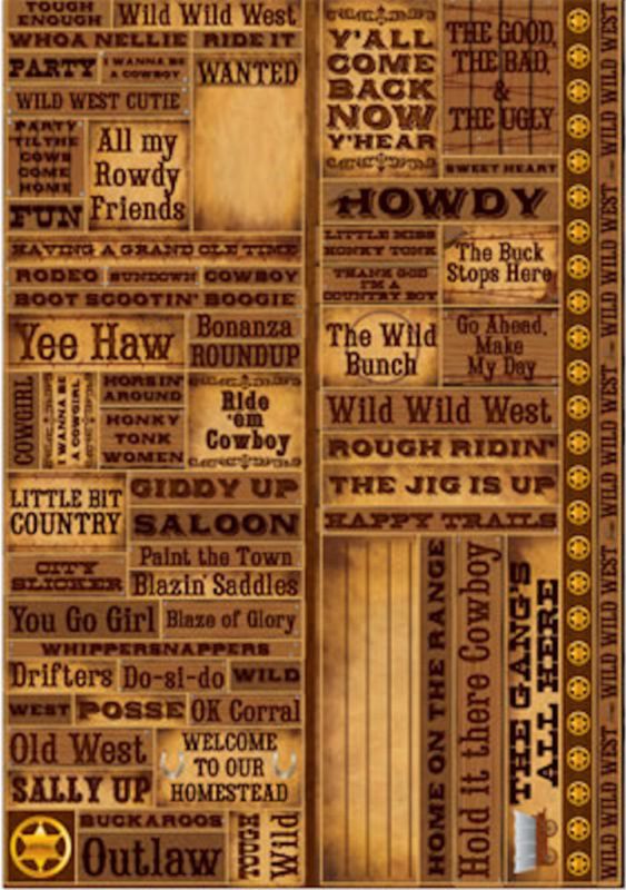   WESTERN QUOTES BIG Sticker Sheet COWBOY ROUND UP BUCKAROO  