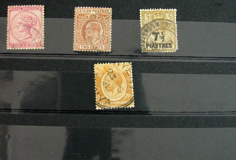 ANTIQUE LOT NATAL CEYLON KENYA UGANDA 4 POSTAL STAMPS  