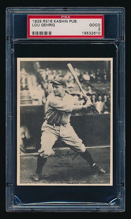 1929 R315 Kashin LOU GEHRIG Yankees (PSA 2) Very HIGH END  