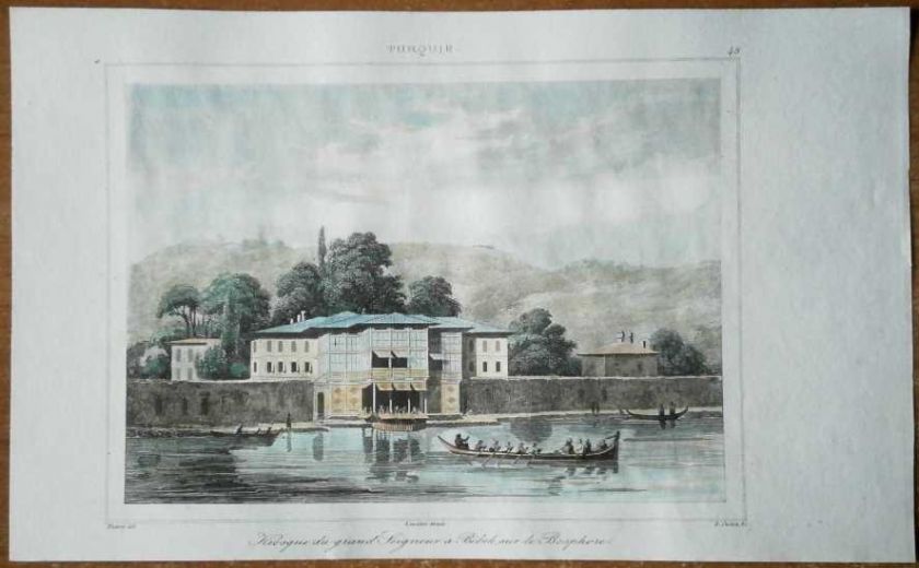 1840 print SULTANS KIOSK IN BEBEK ON BOSPHORUS, ISTANBUL (#45)  