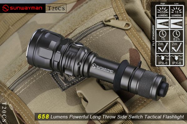 SUNWAYMAN T20CS LED Flashlight with CREE U2 LED Up to 658 Lumens 