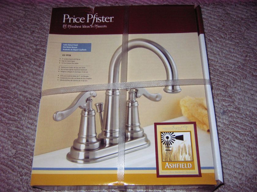 PRICE PFISTER 43 YP0K Ashfield 4 Lavatory Faucet Satin Nickel w 