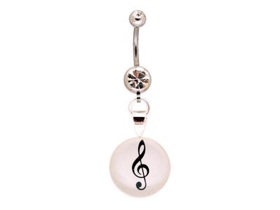 Treble Clef Picture Belly Button Ring 14g navel  