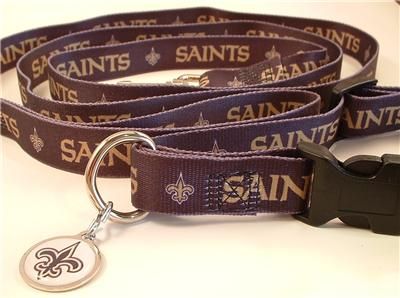 NEW ORLEANS SAINTS Dog Collar & Leash ID Tag Pet Set NFL Licensed 