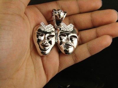 WHITE GOLD FINISH COMEDY/TRAGEDY THEATER MASK CHARM  