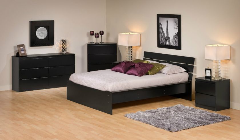5PC Black Avanti Queen Size Platform Bedroom Set  