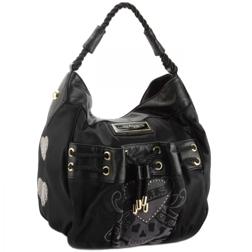 Ed Hardy Black Azura Love Kills Slowly Hobo Bag  Black 844179027051 