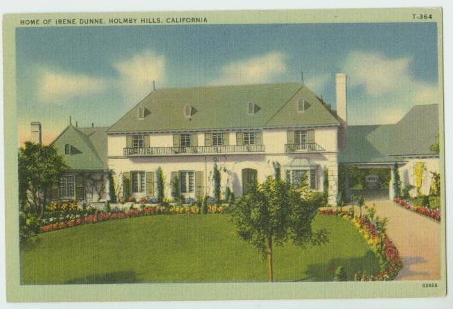 021607 HOME OF MOVIE STAR IRENE DUNNE HOLMBY HILLS CA 1940 POSTCARD 