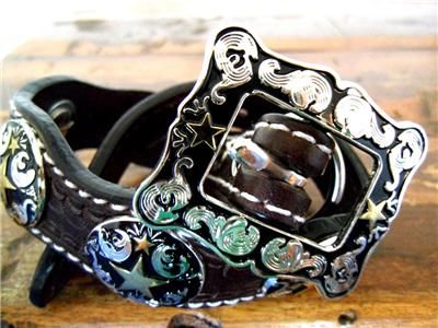 WESTERN STAR GENUINE LEATHER DOG COLLAR W/CONCHOS  