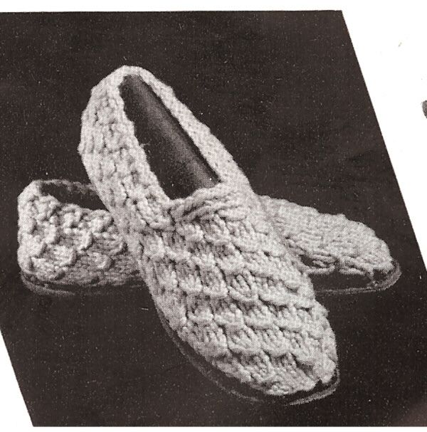 Vintage Mens Knit Slipper Pattern knitting knitted  