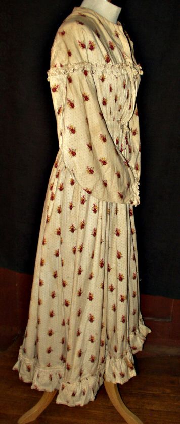Civil War Original Antique Miss Teenage Woman Calico Print Dress 