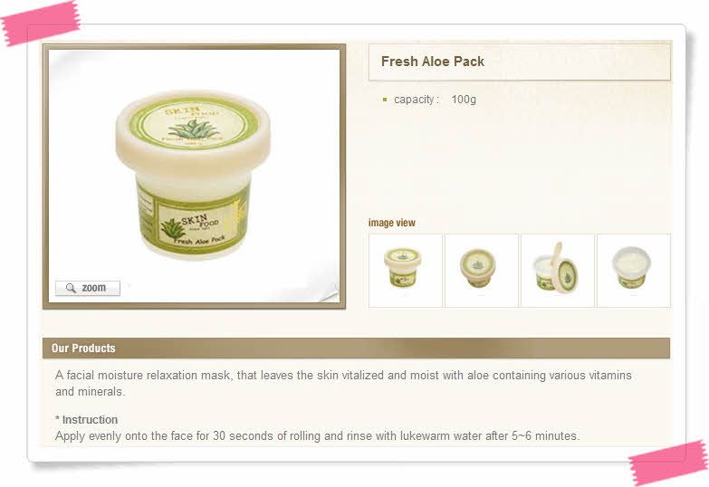 SKINFOOD Fresh Aloe Pack 100g_WASH OFF Mask  