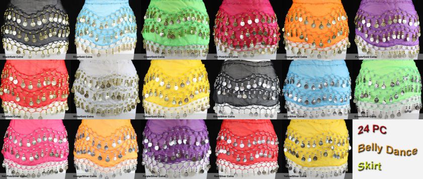 24 pcs X WHOLESALE belly dancing hip scarf belt USA  