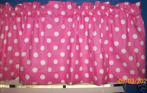 HOT PINK WHITE POLKA DOT Curtain Valance 42X14 Curtain  