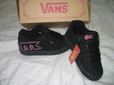 NEW Girls Black Pink Widow VANS Skate Shoe Shoes 4 4.0  