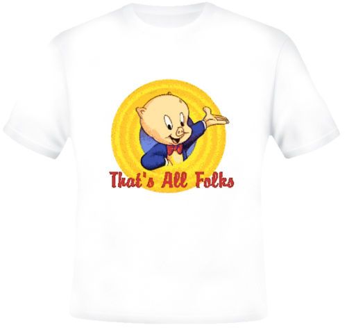 Porky Pig Thats all folks Retro T Shirt  