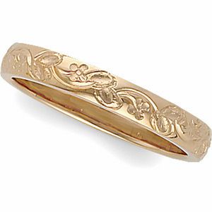 14k Rose Gold FLORAL WEDDING BAND Ring   Marriage Band Avail in sz 5 