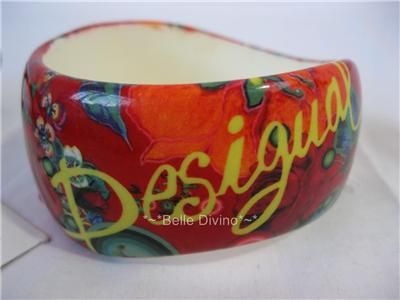 Desigual Pulse_Chaosing Bracelet Bangle Red Plastic Roses Targets 