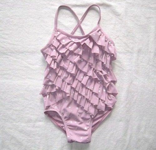 Baby Gap Modern Dance Asymmetrical Ruffle Star Swimsuit 2 2T 3 3T NWT 