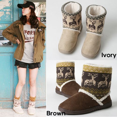 NEW ARRIVAL suede wool winter snow ~ Ivory & Brown & Blue Women boots