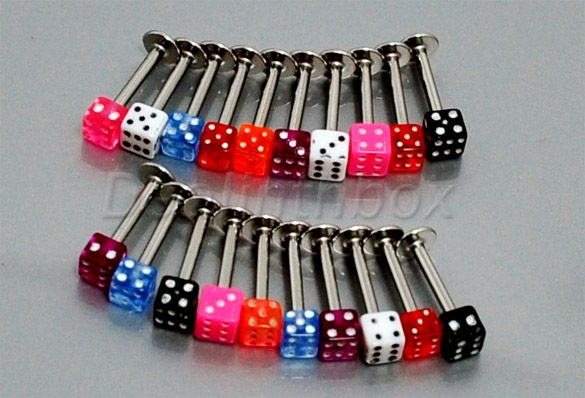 20pcs Dice Lip Ear Bone Chin Tongue Ring Body Piercing  