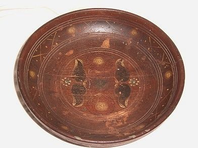 ANTIQUE Swedish Painted Wooden Bowl Dalarna   Signed  