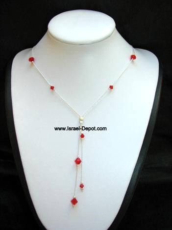 Swarovski Red STARDUST Ball 925 Silver Lariat NECKLACE  