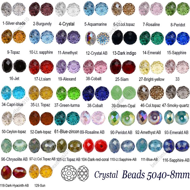 200pc 8mm 5040 For Swarovski Crystal Beads Rondelle Loose crafts 