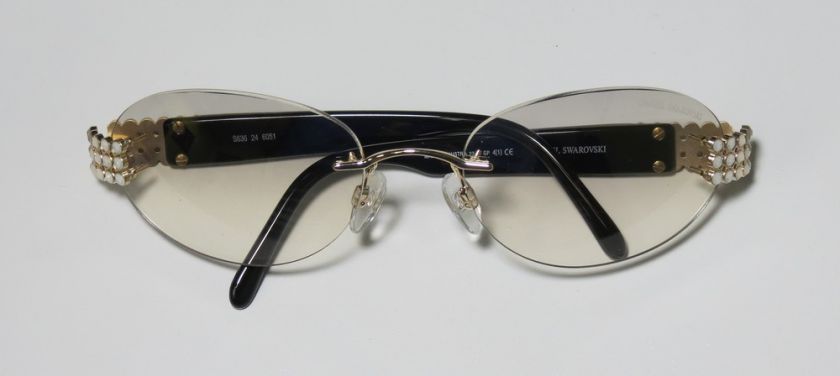 NEW DANIEL SWAROVSKI S636 GOLD FRAME BLACK ARMS GRAY LENSES SUNGLASSES 