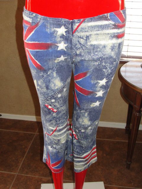 PARIS SOLO CROPPED JEANS BRITISH FLAG GLITTER 26  