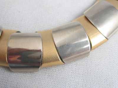 FAB FUNKY MOD BRUSHED SILVER/ GOLD TONE FANCY LINK REVERSIBLE VINTAGE 