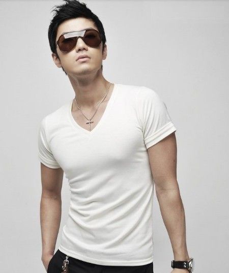 2012 Men slim fit v neck solids short t shirts summer tees tops 5 