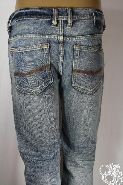 BUFFALO JEANS Driven Straight Leg Lightly Distressed Wash Denim Mens 