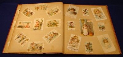 Early VICTORIAN TRADE CARD ALBUM & Scrapbook 150 pieces  